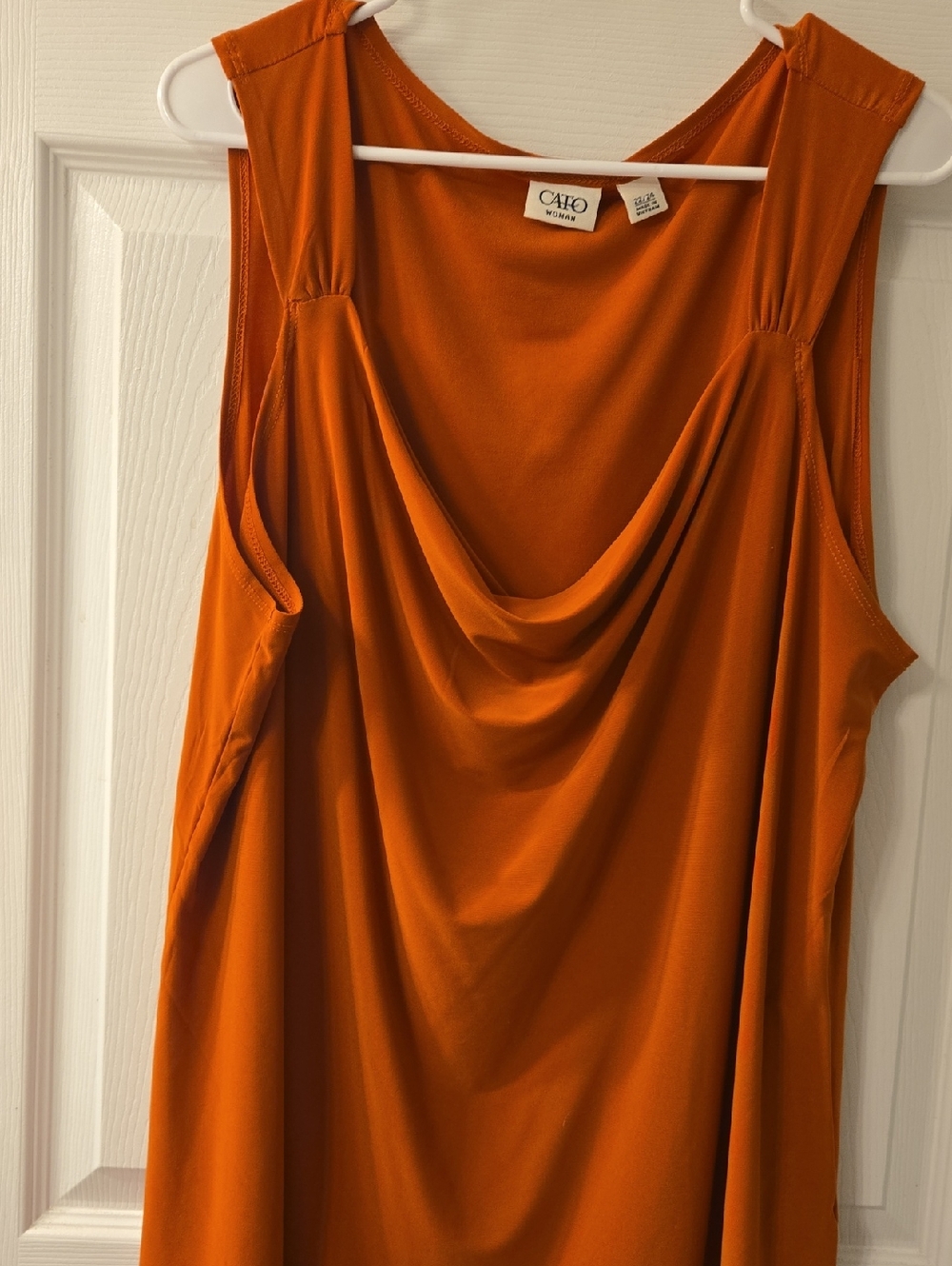 Cato Woman Sleeveless Cowl Neck Tank - Rust